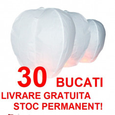 LAMPION - LAMPIOANE ZBURATOARE PACHET 30 LAMPIOANE ALBE + 2 LAMPIOANE INIMA ROSIE foto