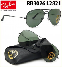 OCHELARI DE SOARE RAY BAN 3025 L2821/L2823 RAMA NEAGRA,LENTILA VERDE INCHIS ! 100% ORIGINALI! foto