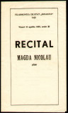Filarmonica de Stat Moldova Iasi 1970 - Program recital de pian Magda Nicolau