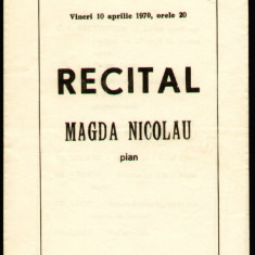 Filarmonica de Stat Moldova Iasi 1970 - Program recital de pian Magda Nicolau