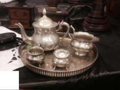 Set vechi din alama argintata pt servit ceai sau cafea foto