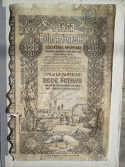 Actiune veche 5000 lei , Banca Romaneasca Bucuresti , actiuni 1922 , document vechi foto