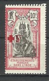 VARIETATE DANTELARE---SUPRATIPAR INDIA FRANCEZA 1916 MNH