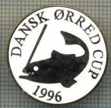 1387 INSIGNA PESCAR - DANSK ORRED CUP 1996 -NORVEGIA ? -PESCUIT -starea ce se vede.