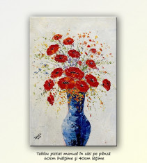 Vaza cu maci - tablou in cutit 60x40cm, livrare gratuita in 24h foto