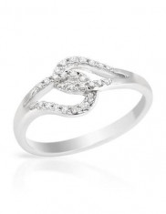 Nou! Superb inel aur alb 18K, cu diamante 0.09 ctw, foarte fin foto
