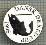 1389 INSIGNA PESCAR - DANSK ORRED CUP 1996 -NORVEGIA ? -PESCUIT -starea ce se vede.