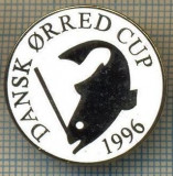 1374 INSIGNA PESCAR - DANSK ORRED CUP 1996 -NORVEGIA ? -PESCUIT -starea ce se vede.