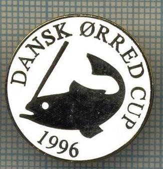 1381 INSIGNA PESCAR - DANSK ORRED CUP 1996 -NORVEGIA ? -PESCUIT -starea ce se vede.