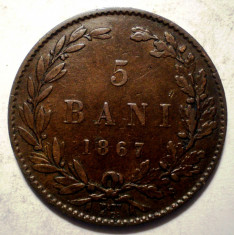 R.094 ROMANIA CAROL I 5 BANI 1867 W foto