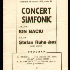 Concert Simfonic solist Stefan Ruha, program Filarmonica Moldova Iasi 1970