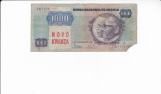 W Angola 1000 kwanzas 1987/supratipar 1000 novo kwanza (1991) foto