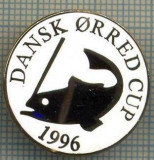 1383 INSIGNA PESCAR - DANSK ORRED CUP 1996 -NORVEGIA ? -PESCUIT -starea ce se vede.