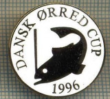 1377 INSIGNA PESCAR - DANSK ORRED CUP 1996 -NORVEGIA ? -PESCUIT -starea ce se vede.