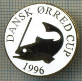 1379 INSIGNA PESCAR - DANSK ORRED CUP 1996 -NORVEGIA ? -PESCUIT -starea ce se vede.