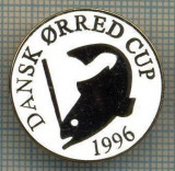 1388 INSIGNA PESCAR - DANSK ORRED CUP 1996 -NORVEGIA ? -PESCUIT -starea ce se vede.