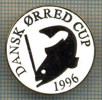 1388 INSIGNA PESCAR - DANSK ORRED CUP 1996 -NORVEGIA ? -PESCUIT -starea ce se vede. foto