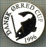 1380 INSIGNA PESCAR - DANSK ORRED CUP 1996 -NORVEGIA ? -PESCUIT -starea ce se vede.