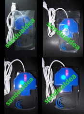 MOUSE OPTIC 3D CU FIR -CONECTARE USB ILUMINAT ROSU SI ALBASTRU- MODEL DEOSEBIT foto