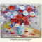 Tablou in culori calde - Vaza cu flori (8) - ulei pe panza, in cutit, 60x50cm