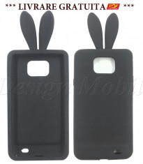 HUSA SAMSUNG GALAXY S2 SII I9100 PLUS I9105 SILICON GEL NEGRU RABBIT IEPURE BUNNY RABITO CU URECHI *** LIVRARE GRATUITA *** foto