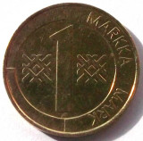 G5. FINLANDA 1 MARKKA MARCA 1996, 5 g., Aluminum-Bronze, 22.2 mm **, Europa