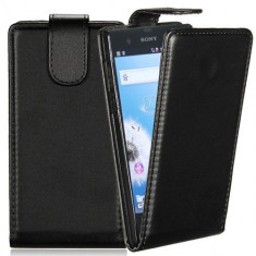 Toc piele neagra Sony Xperia Z L36H + folie protectie ecran + expediere gratuita Posta foto