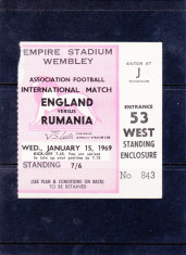 ANGLIA - ROMANIA MECI FOTBAL AMICAL PE WEMBLEY 15 IANUARIE 1969 ; FOARTE RAR foto