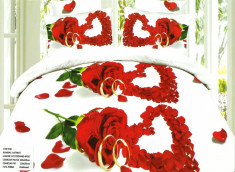 LENJERIE PAT BUMBAC CATIFELAT 3D - cadoul ideal de nunta, botez, cununi-TRANSPORT GRATUIT- imprimata in totalitateNU SE SIFONEAZA PERNE 70 X70 foto