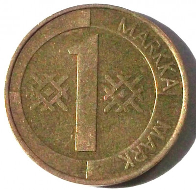 G5. FINLANDA 1 MARKKA MARCA 1993, 5 g., Aluminum-Bronze, 22.2 mm ** foto