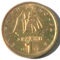 G5. GRECIA 1 DRACHMA DRAHMA 1984, 4 g, 21 mm Konst Kanaris AUNC **