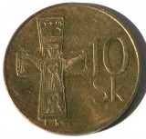 G5. SLOVACIA 10 KORUNA COROANE 1993, 6.60 g., Aluminum-Bronze, 26.5 mm CRUCE **, Europa