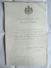 RARITATE!!! BREVET CAROL I MEDALIA SERVICIU CREDINCIOS CLASA 1-A ACORDAT LA 12 NOE.1902 MAESTRULUI TRENULUI IMPERIAL AUSTRIAC foto