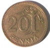 G5. FINLANDA 20 PENNIA 1963, 4.50 g., Aluminum-Bronze, 22.5 mm **, Europa