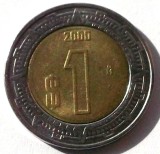 G5. MEXIC 1 PESO 2000 BIMETAL, 3.95 g., 21 mm **, America de Nord