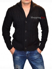 Jacheta neagra, cardigan barbati foto