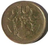 G5. CIPRU 10 CENTS CENTI 1985, 5.50 g., Nickel-Brass, 24.5 mm **, Europa