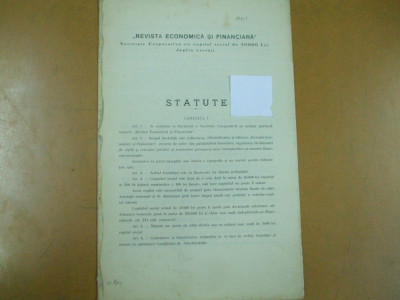 Revista economica si financiara Statute Bucuresti 1912 foto