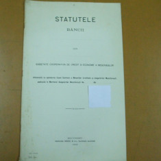 Statutele bancii din soc cooperativa de economie a meseriasilor Bucuresti 1912