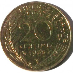 G5. FRANTA 20 CENTIMES 1985, 4 g., Aluminum-Bronze, 23.5 mm **