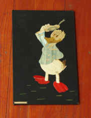 Vintage - perioada comunista - suvenir Constanta - Donald Duck realizat din paie !!! foto