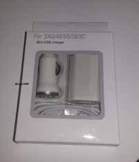 Incarcator iPhone 5 Pachet 3 IN 1 CABLU DE DATE USB + Adaptor Priza foto