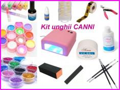 Set unghii false tehnice cu Lampa UV 36 w Gel constructie geluri colorate CANNI Sabloane Tipsuri Pensule SET COMPLET CEL MAI BUN PRET !!! foto