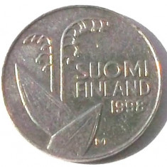 G5. FINLANDA 10 PENNIA 1998, 1.80 g., Copper-Nickel, 16.3 mm LACRAMIOARE **