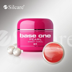 gel uv Polonia Silcare Base one color sidefat Pearl Sweet Coral 5 ml, pentru unghii false / manichiura, gel colorat rosu, IMPORTATOR DIRECT, cod 01 foto