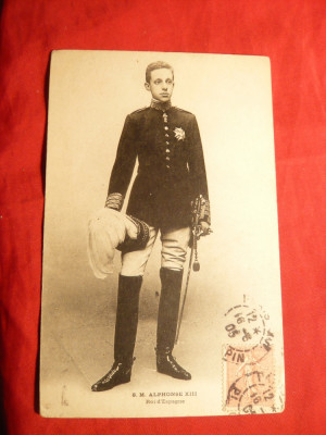Ilustrata TCV -Regele Spaniei Alfons XIII-lea , circ. 1905 foto
