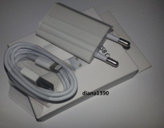 Incarcator iPhone 5/5S/5C Pachet CABLU DE DATE USB + Adaptor Priza foto