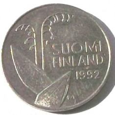 G5. FINLANDA 10 PENNIA 1992, 1.80 g., Copper-Nickel, 16.3 mm LACRAMIOARE **