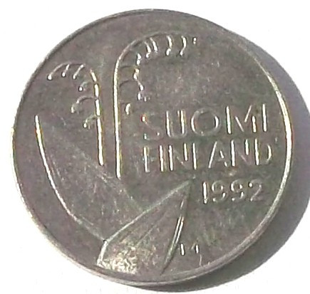 G5. FINLANDA 10 PENNIA 1992, 1.80 g., Copper-Nickel, 16.3 mm LACRAMIOARE **