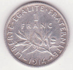 MONEDA DIN ARGINT FRANTA - 1 FRANC 1914 foto